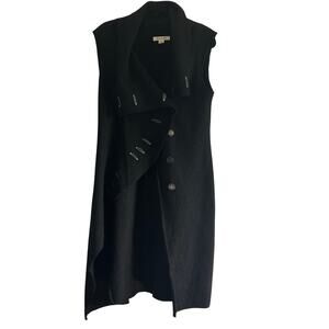 Anthropologie Gro à Live Black Wool Convertible Button Vest M -EUC